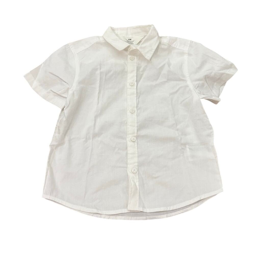 H&M Kids White Button Up Shirt 3-4Y Boys Formal Dress Top‎ 4T EUC 100% Cotton